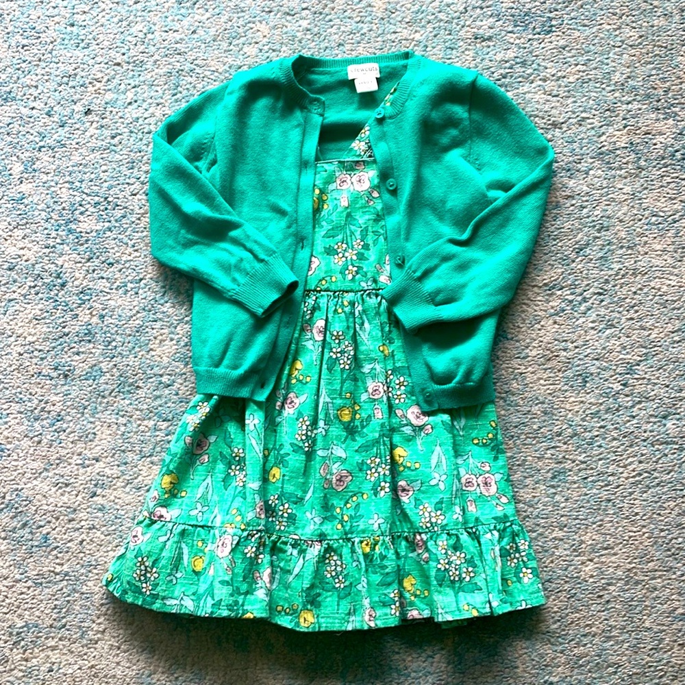 Cat and Jack Floral Dress with Crewcuts Sweater Size 3T